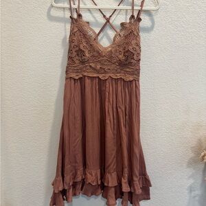 Pink Mini Babydoll Dress with V-Neckline